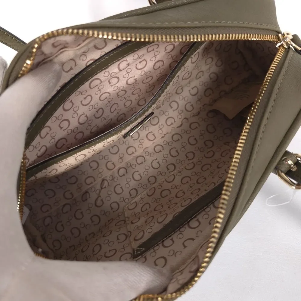 GUESS Womens New Zita Satchel Double Handle Shoulder Bag Olive Green SA731909